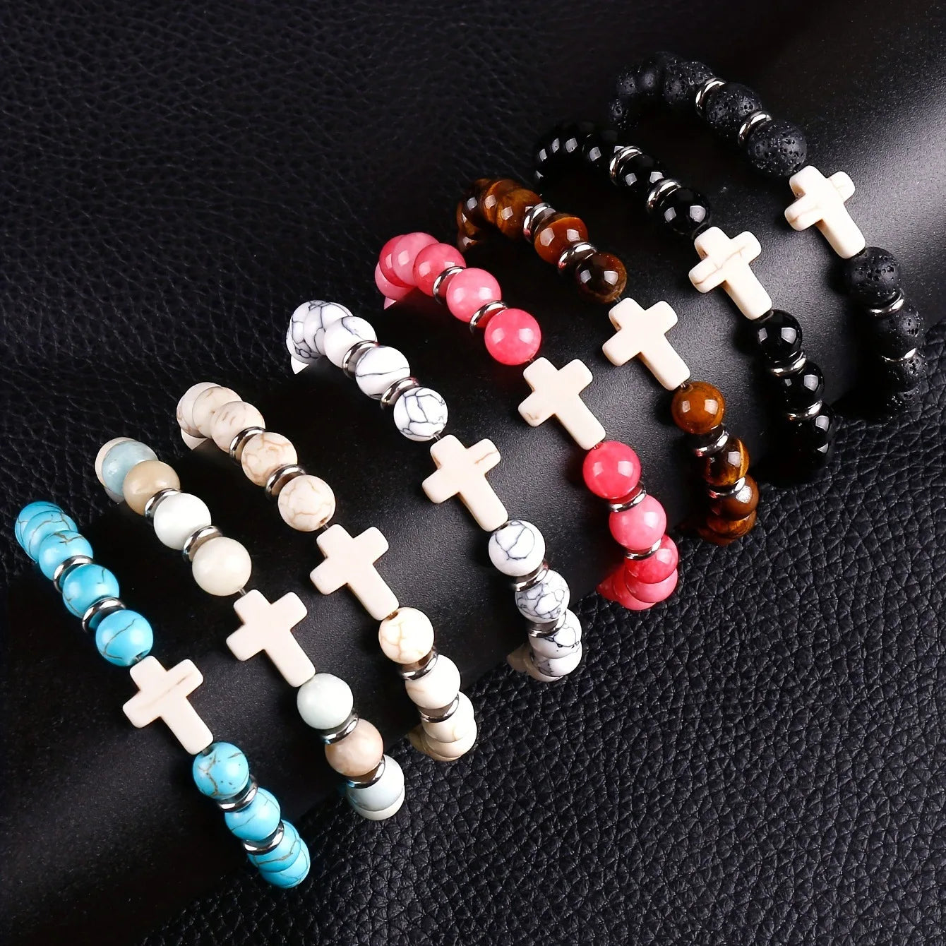 Cross Beaded Bracelet Set (8pcs)