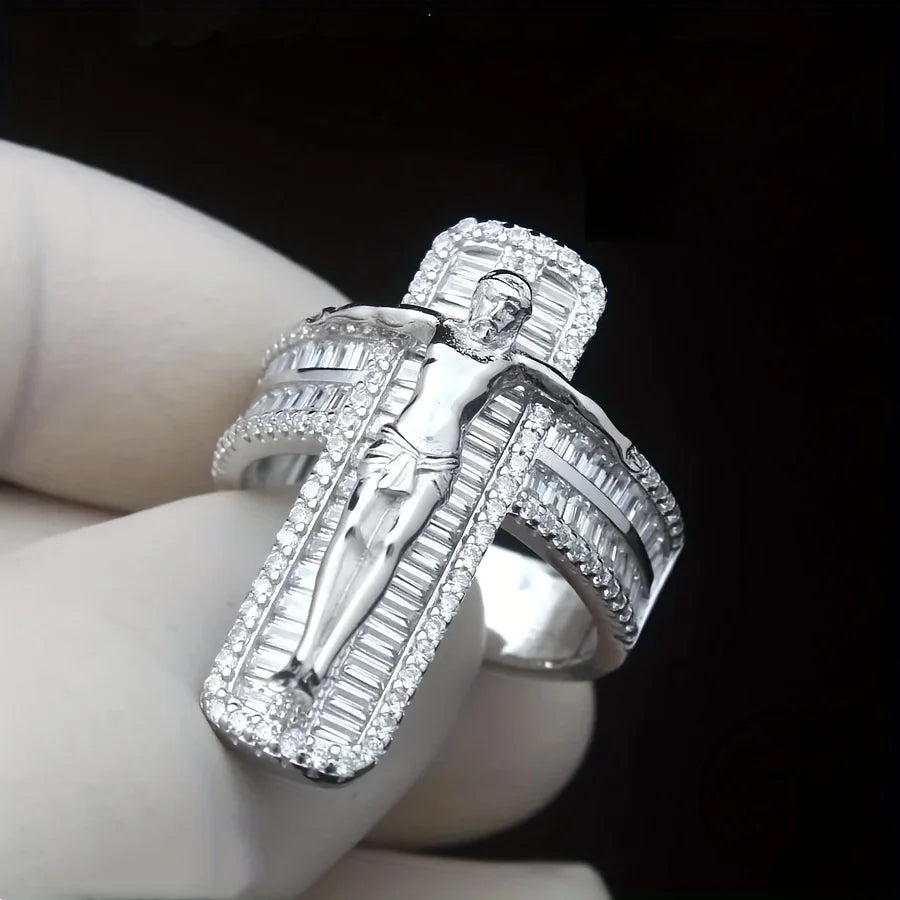 CZ Jesus Cross Ring