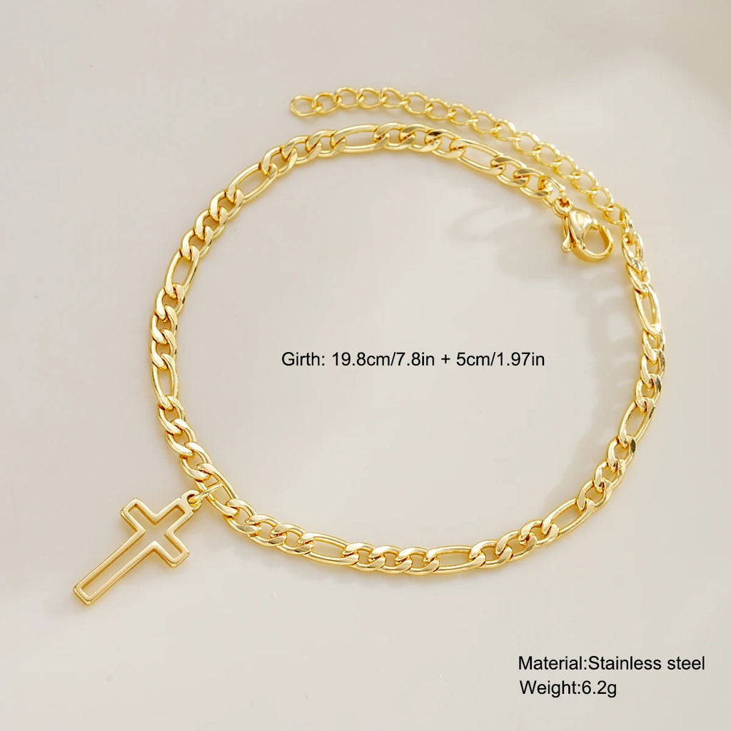 Gold Hollow Cross Bracelet