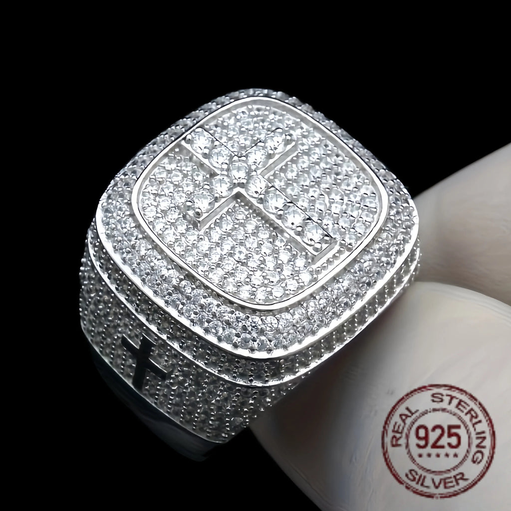 Silver CZ Cross Ring
