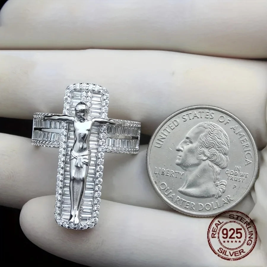 CZ Jesus Cross Ring