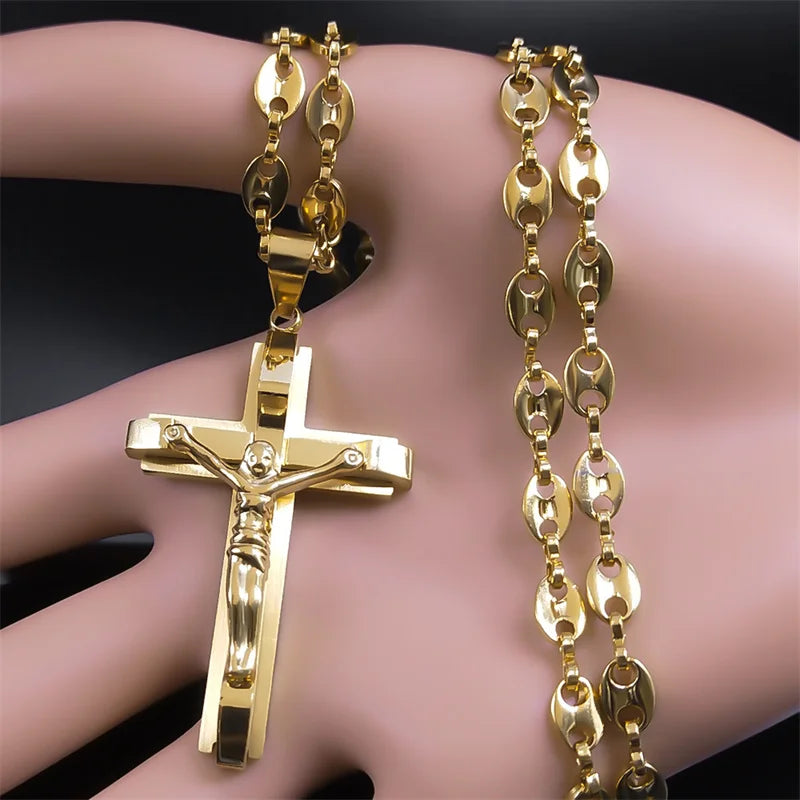 Jesus Cross Crucifix Pendant Necklace
