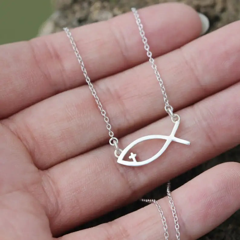 Silver Gold Cross Pendant Necklace