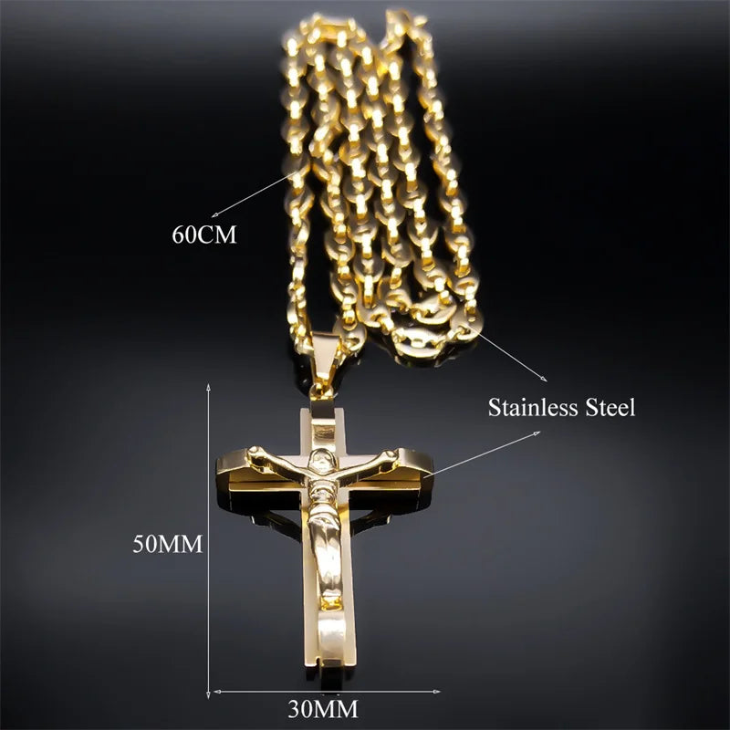 Jesus Cross Crucifix Pendant Necklace