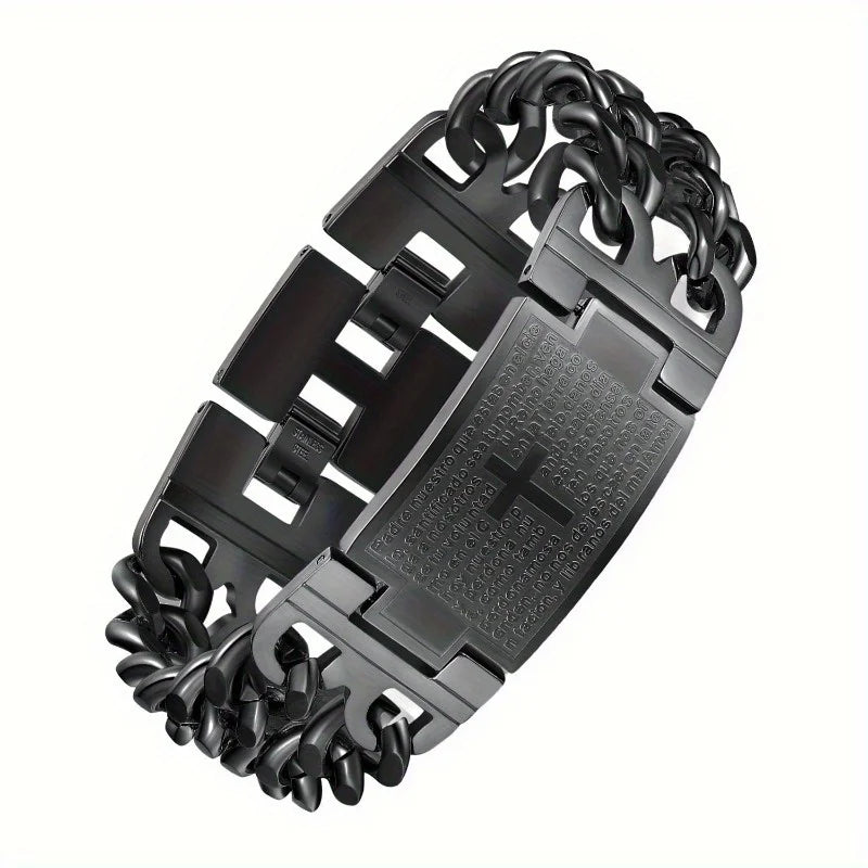 Double Row Stainless Cross Bracelet