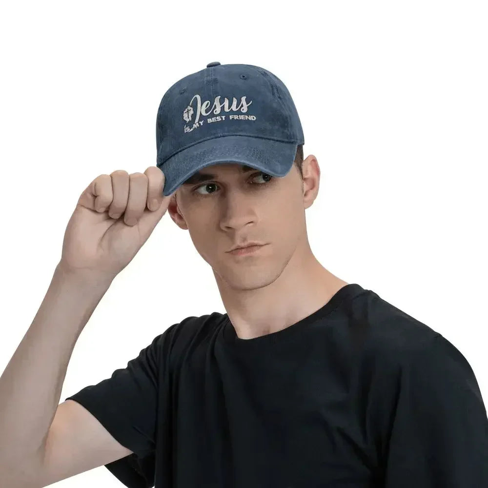 Jesus Is My Best Friend Denim Cap