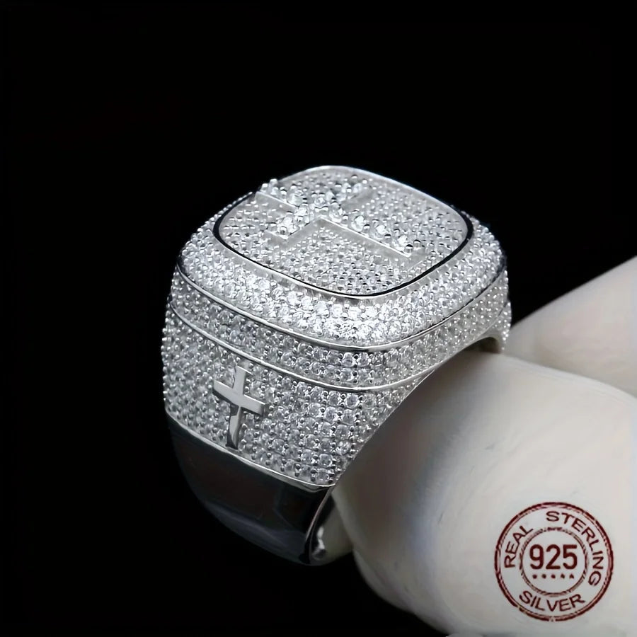 Silver CZ Cross Ring