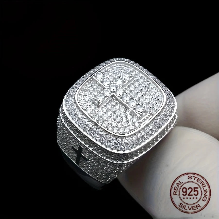 Silver CZ Cross Ring