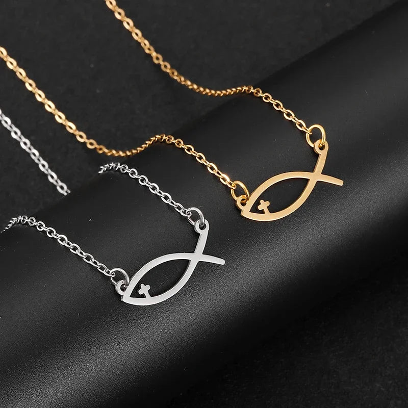 Silver Gold Cross Pendant Necklace