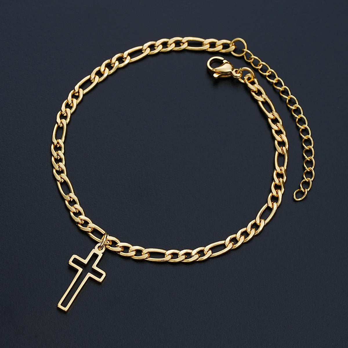 Gold Hollow Cross Bracelet